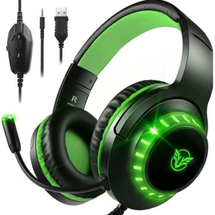StayPowered Gaming Headset - Ultiem Geluid & Comfort - Noise Cancelling Microfoon - Surround Sound - Multi-platform Compatibel - Plug & Play - Ergonomisch Design - LED Verlichting - Zwart/Groen - Levering Sneller dan Aangegeven!
