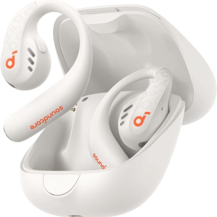 soundcore by Anker AeroFit Pro Draadloze Open-Ear Oordopjes Wit - Earbuds - Multipoint Connection, 46 uur accuduur, Bluetooth 5.3, Open-Ear Design, Verstelbare Nekband, IPX5 Spatwaterbestendig
