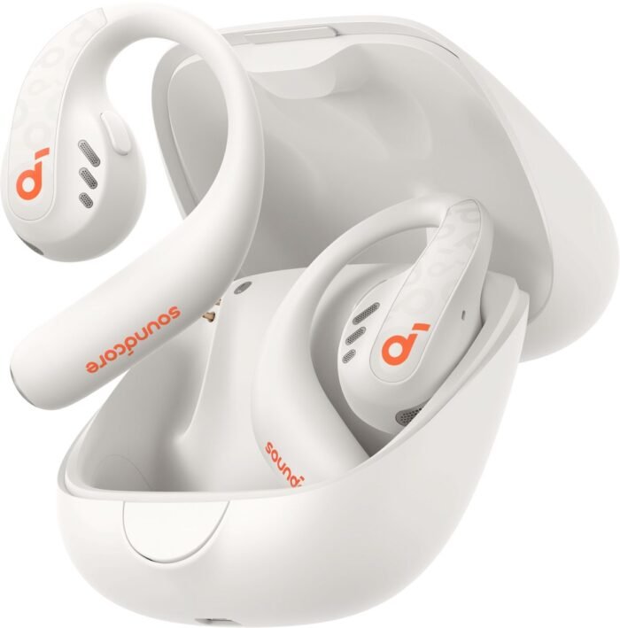 soundcore by Anker AeroFit Pro Draadloze Open-Ear Oordopjes Wit - Earbuds - Multipoint Connection, 46 uur accuduur, Bluetooth 5.3, Open-Ear Design, Verstelbare Nekband, IPX5 Spatwaterbestendig