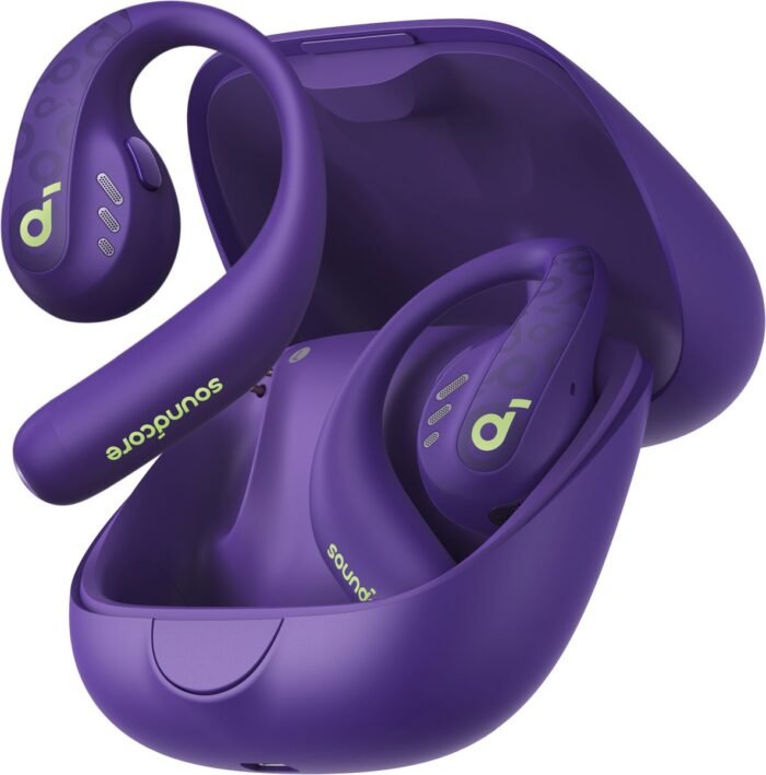 soundcore by Anker AeroFit Pro Draadloze Open-Ear Oordopjes Paars - Earbuds - Multipoint Connection, 46 uur accuduur, Bluetooth 5.3, Open-Ear Design, Verstelbare Nekband, IPX5 Spatwaterbestendig