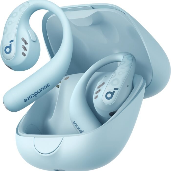 soundcore by Anker AeroFit Pro Draadloze Open-Ear Oordopjes Blauw - Earbuds - Multipoint Connection, 46 uur accuduur, Bluetooth 5.3, Open-Ear Design, Verstelbare Nekband, IPX5 Spatwaterbestendig