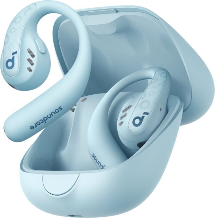 soundcore by Anker AeroFit Pro Draadloze Open-Ear Oordopjes Blauw - Earbuds - Multipoint Connection, 46 uur accuduur, Bluetooth 5.3, Open-Ear Design, Verstelbare Nekband, IPX5 Spatwaterbestendig