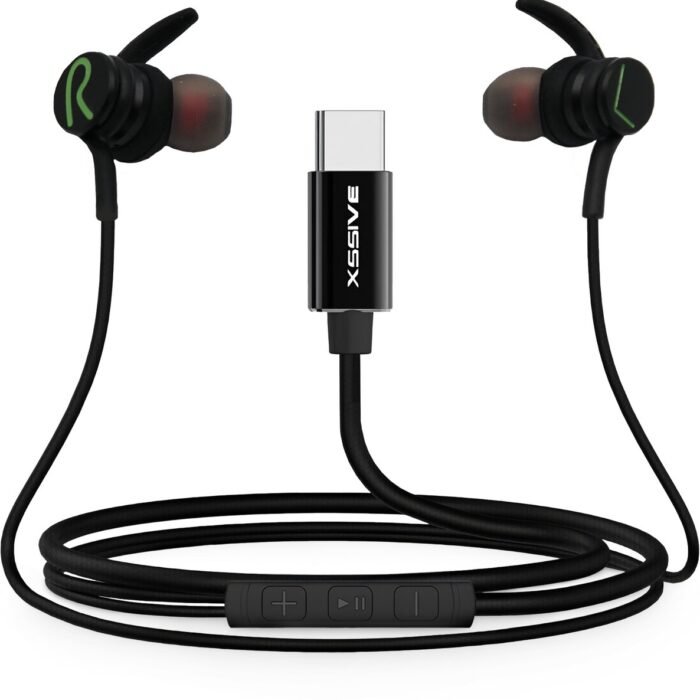 Sport oortjes met draad - USB C Aansluiting - Oordopjes met microfoon - Zwart