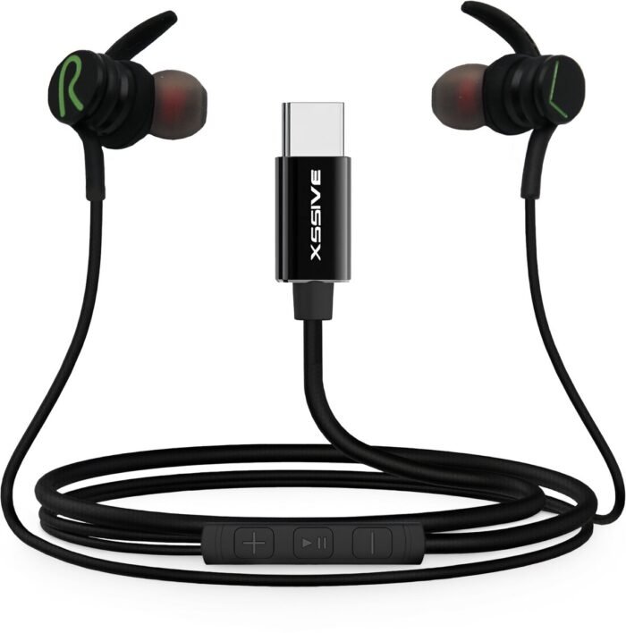 Sport oortjes met draad - USB C Aansluiting - Oordopjes met microfoon - Zwart