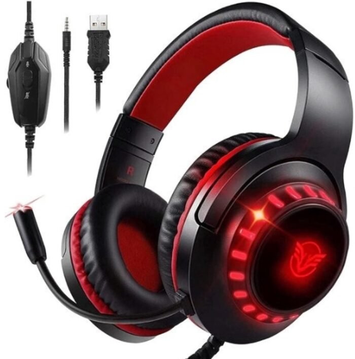 StayPowered Gaming Headset - Ultiem Geluid & Comfort - Noise Cancelling Microfoon - Surround Sound - Multi-platform Compatibel - Plug & Play - Ergonomisch Design - LED Verlichting - Zwart/Rood - Levering Sneller dan Aangegeven!