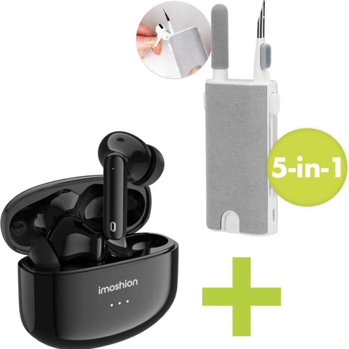 imoshion Aura Pro Draadloze In-Ear Oordopjes Inclusief 5-in-1 Reinigingskit - Oortjes Draadloos - Earbuds Wireless Bluetooth - Active Noise Cancelling - Zwart