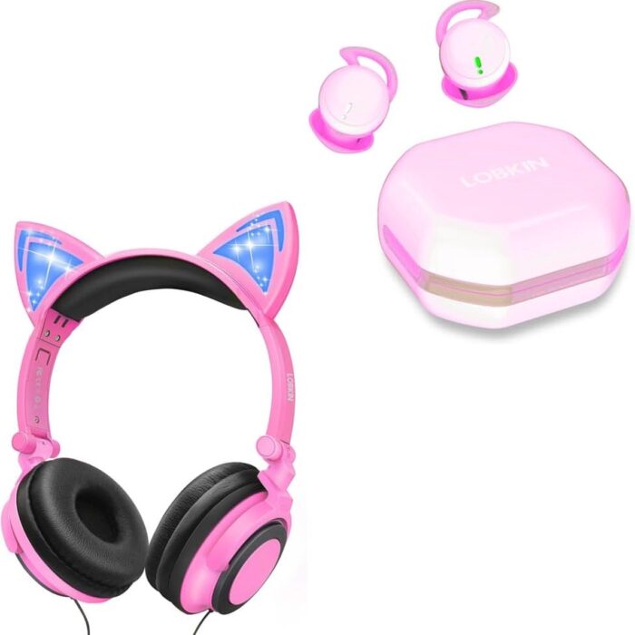 Kat Oor Hoofdtelefoon voor Kinderen - Opvouwbare Over-Ear Hoofdtelefoon met Glimlicht voor Meisjes - Bescherming tegen Hard Geluid