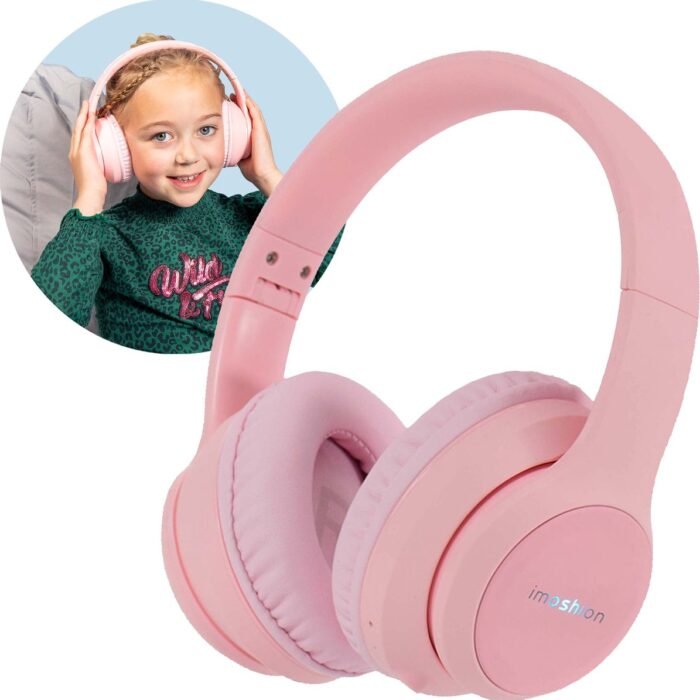 imoshion Kinder Koptelefoon met LED verlichting - Bluetooth Koptelefoon Kinderen - Draadloze Over-Ear Hoofdtelefoon - Roze