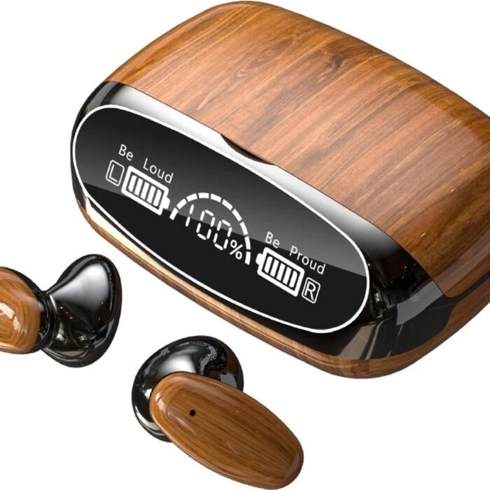 DrPhone WirelessTune Earbuds - Draadloos Bluetooth Oordoppen - HD Audio - HD Voice - 15 Meter Connectie - Hout materiaal - Waterproef - Hoge Capaciteit - Bruin