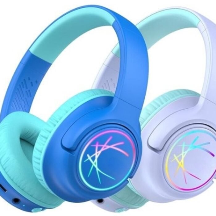 StayPowered Koptelefoon voor Kinderen - de Ultieme Kinderhoofdtelefoon met 43 Uur Speeltijd en Veilige Volumebegrenzing - Ingebouwde Verlichting - Opvouwbaar Ontwerp - USB C - Bedraad/Bluetooth - 2 Stuks - Levering Sneller dan Aangegeven!
