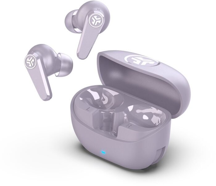 JLAB Go Pods ANC Oortjes Draadloos – 26 Uur Speeltijd – Draadloze Oordopjes - Bluetooth Multipoint – Hybrid Active Noise Cancelling Oortjes – Aanpasbare Equalizer Instellingen EQ4 – Fast Charging Case Met Ingebouwde Oplaadkabel - Lila Roze