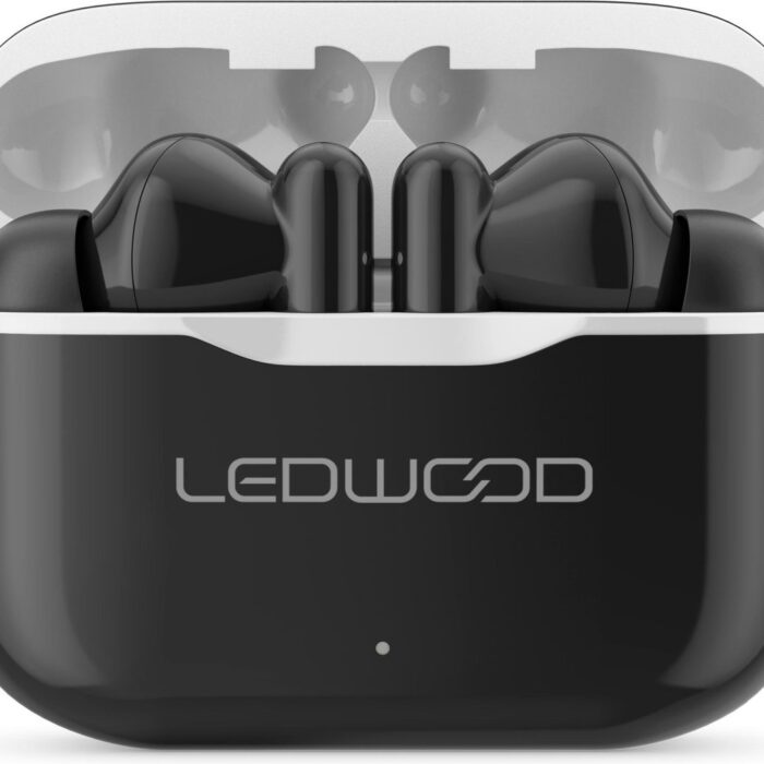 LEDWOOD LD-T06-BLK-WHI - CAPELLA T06 TWS earphones met oplaadcase en superbass, zwart/wit