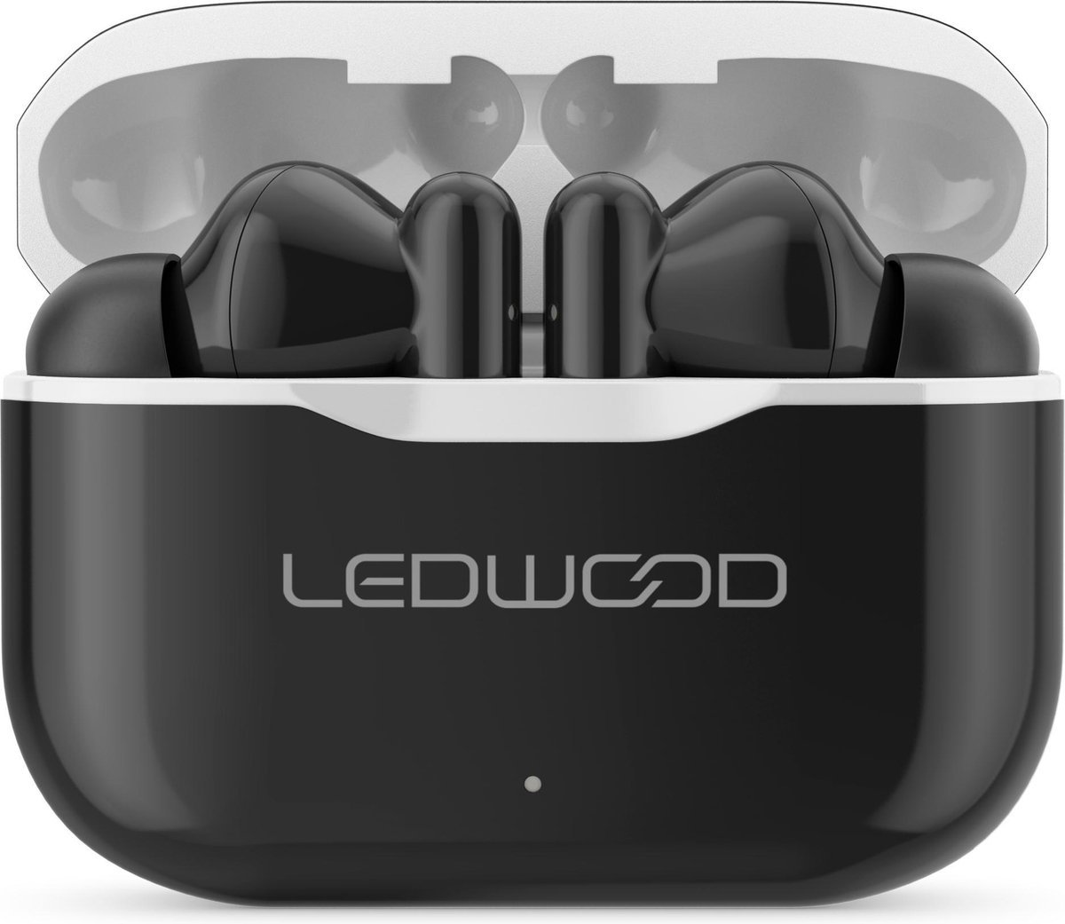LEDWOOD LD-T06-BLK-WHI - CAPELLA T06 TWS earphones met oplaadcase en superbass, zwart/wit