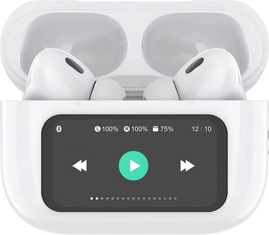 Voltma® AirBeats - Draadloze Bluetooth 5.4 Oordopjes met Touch LED Display - Geluidsdempende In-Ear Oortjes met Active Noise Cancelling ANC - Earbuds Draadloos - 40 Uur Accuduur - 2-Uur Opladen - In-Ear Detectie & Touchbediening - Handsfree - Wit