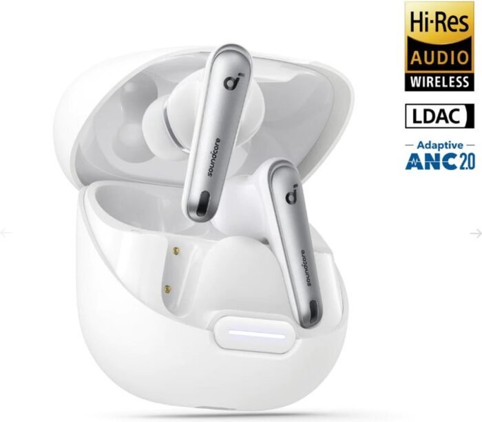 soundcore by Anker Liberty 4 NC Draadloze Oordopjes Wit - Earbuds - Active Noise Cancelling tot 98.5%, Multipoint Connection, 50 uur accuduur, Bluetooth 5.3, IPX4 spatwaterbestendig, HiRes Certified