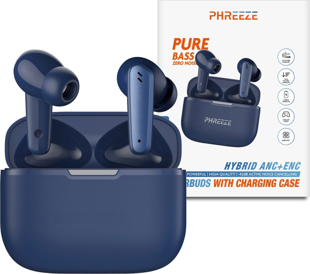 Draadloze Oordopjes Noise Cancelling - Bluetooth Oordopjes - Draadloze oortjes - Oortjes draadloos - Blauw