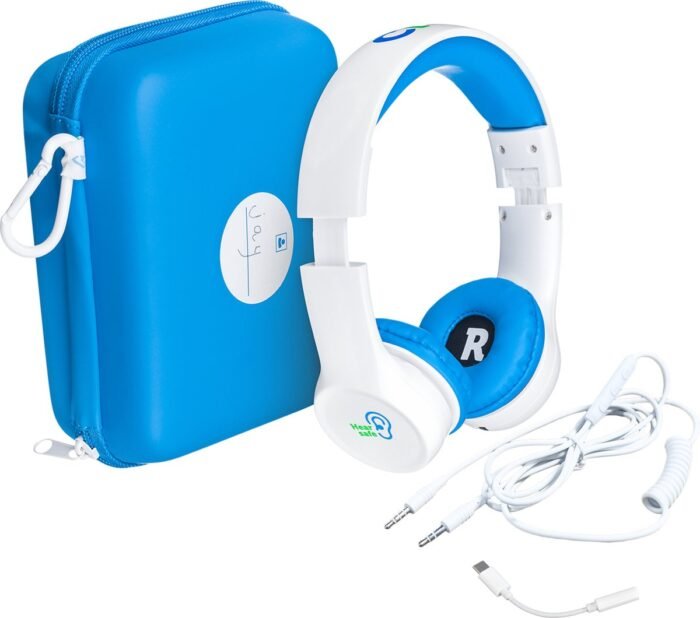 Clevy Hearsafe (Max 85 dB) - Koptelefoon voor kinderen met case en USB-C adapter - Blauw - Ontworpen voor de schoolklas - Kids Headphone - Headset