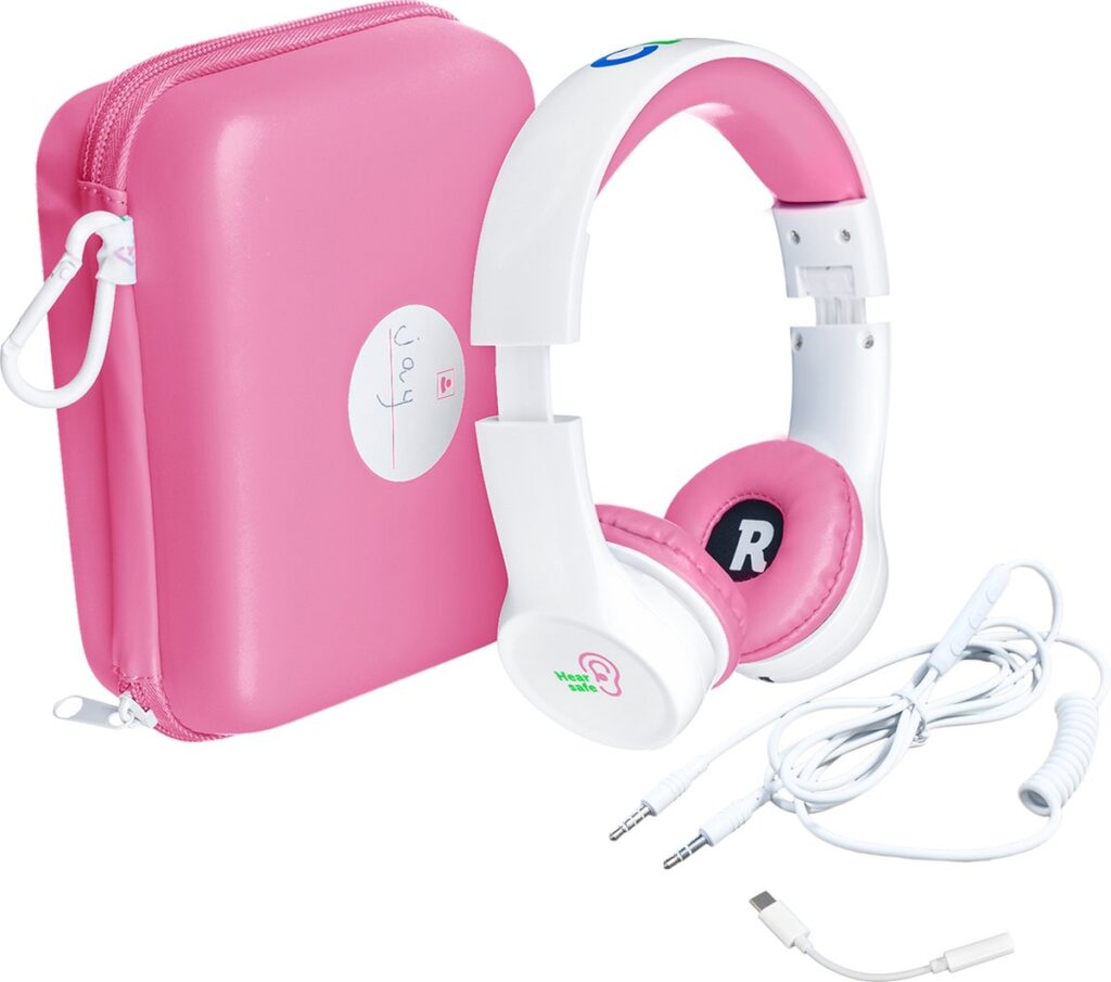 Clevy Hearsafe (Max 85 dB) - Koptelefoon voor kinderen met case en USB-C adapter - Roze - Ontworpen voor de schoolklas - Kids Headphone - Headset