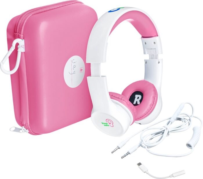 Clevy Hearsafe (Max 85 dB) - Koptelefoon voor kinderen met case en USB-C adapter - Roze - Ontworpen voor de schoolklas - Kids Headphone - Headset