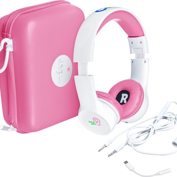 Clevy Hearsafe (Max 85 dB) - Koptelefoon voor kinderen met case en USB-C adapter - Roze - Ontworpen voor de schoolklas - Kids Headphone - Headset