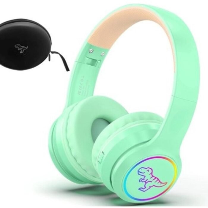 StayPowered Kinder Bluetooth Hoofdtelefoon - Perfect voor School & Reis - Veilig Volumeniveau - Heldere Geluidskwaliteit - met LED - Draadloos & Bekabeld - Versterkt Materiaal - Lange Batterijduur - Groen - Levering Sneller dan Aangegeven!