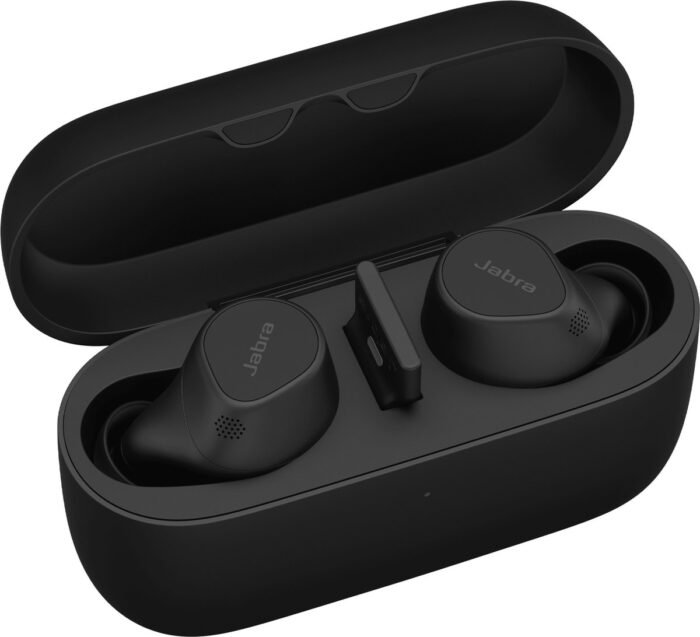 Jabra Evolve2 Buds UC - Bluetooth - actieve geluidsdemping - USB-A- via Bluetooth-adapter - ruisisolatie - zwart - Zoom-gecertificeerd, geoptimaliseerd voor Google Meet