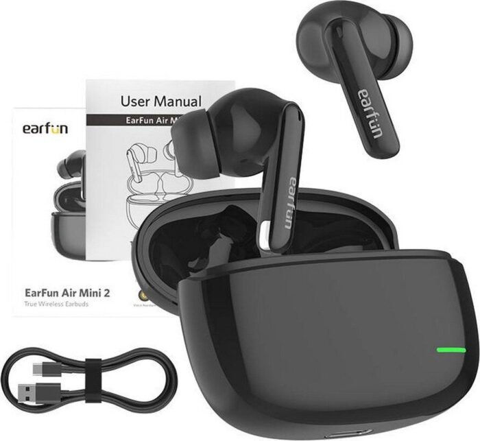 EarFun Air Mini 2 - Draadloos - Bluetooth 5.2 oordopjes - In-ear - Microfoon - Earbuds - IPX7 - Voice assistant - Zwart