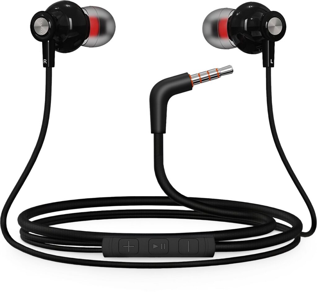 Gaming Oortjes met draad - Haakse 3,5mm Jack Aansluiting - In Ear Oordopjes met microfoon - Ingebouwde afstandsbediening - Zwart