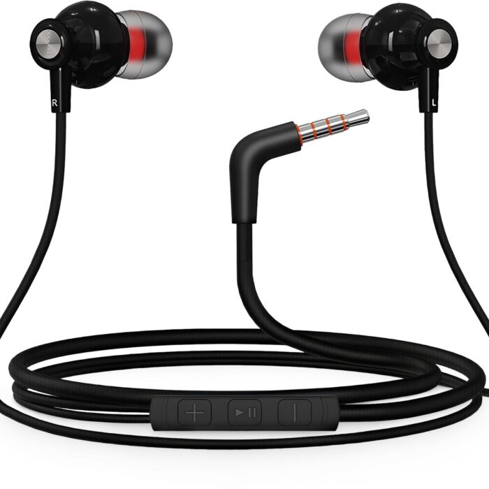 Gaming Oortjes met draad - Haakse 3,5mm Jack Aansluiting - In Ear Oordopjes met microfoon - Ingebouwde afstandsbediening - Zwart