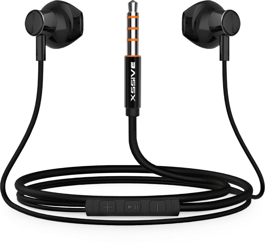 Oortjes met draad - 3,5mm Jack Aansluiting - In Ear Oordopjes met microfoon - Ingebouwde afstandsbediening - Zwart