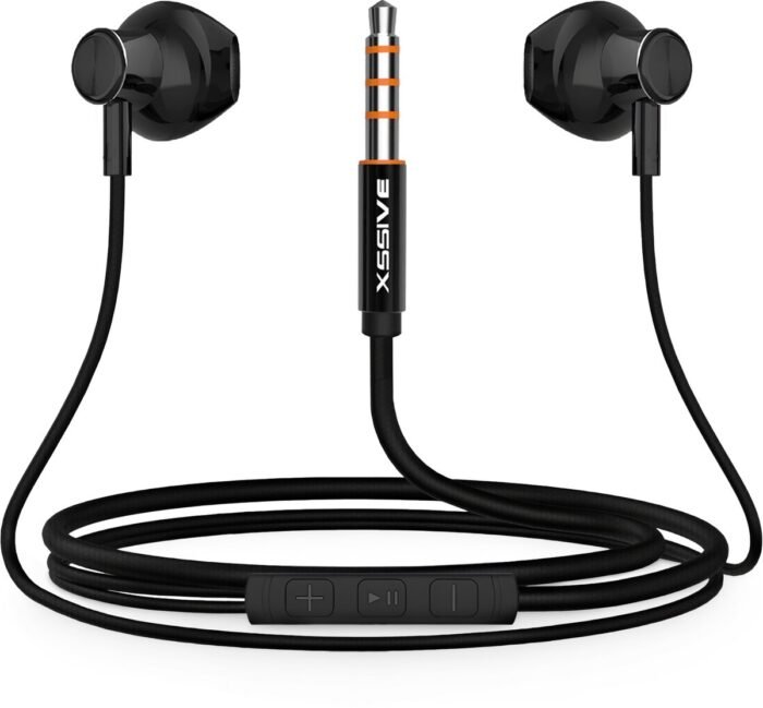 Oortjes met draad - 3,5mm Jack Aansluiting - In Ear Oordopjes met microfoon - Ingebouwde afstandsbediening - Zwart