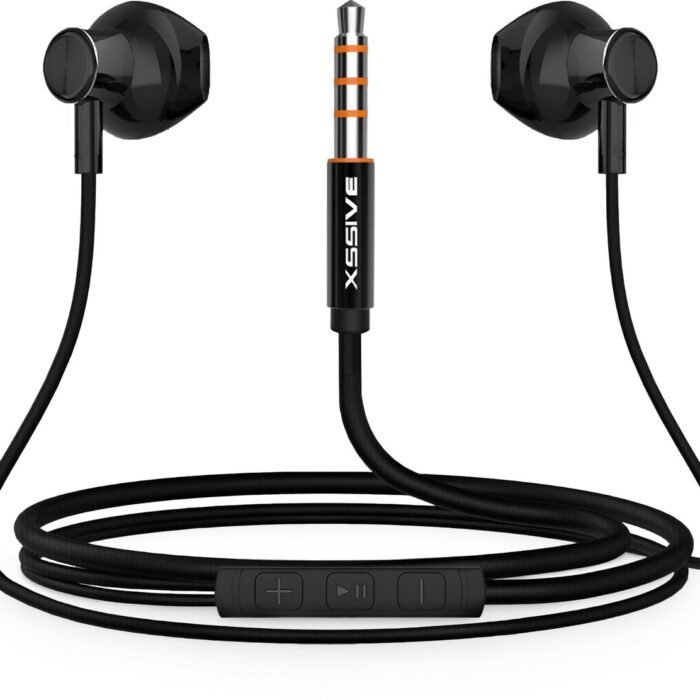 Oortjes met draad - 3,5mm Jack Aansluiting - In Ear Oordopjes met microfoon - Ingebouwde afstandsbediening - Zwart