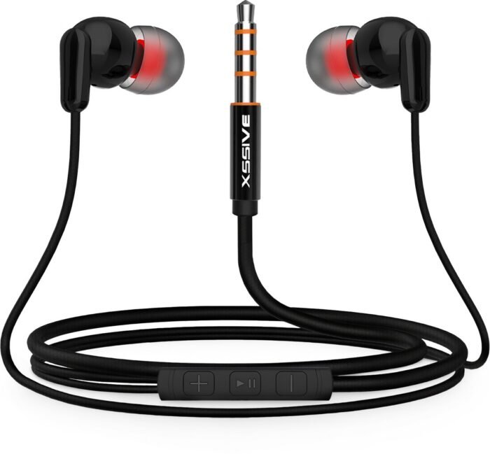Oortjes met draad - 3,5mm Jack Aansluiting - In Ear Oordopjes met microfoon - Ingebouwde afstandsbediening - Zwart