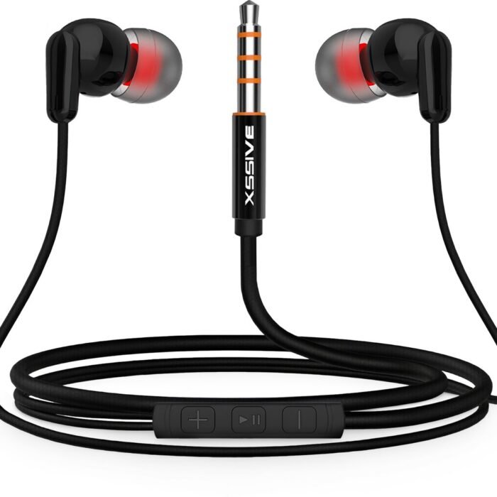 Oortjes met draad - 3,5mm Jack Aansluiting - In Ear Oordopjes met microfoon - Ingebouwde afstandsbediening - Zwart