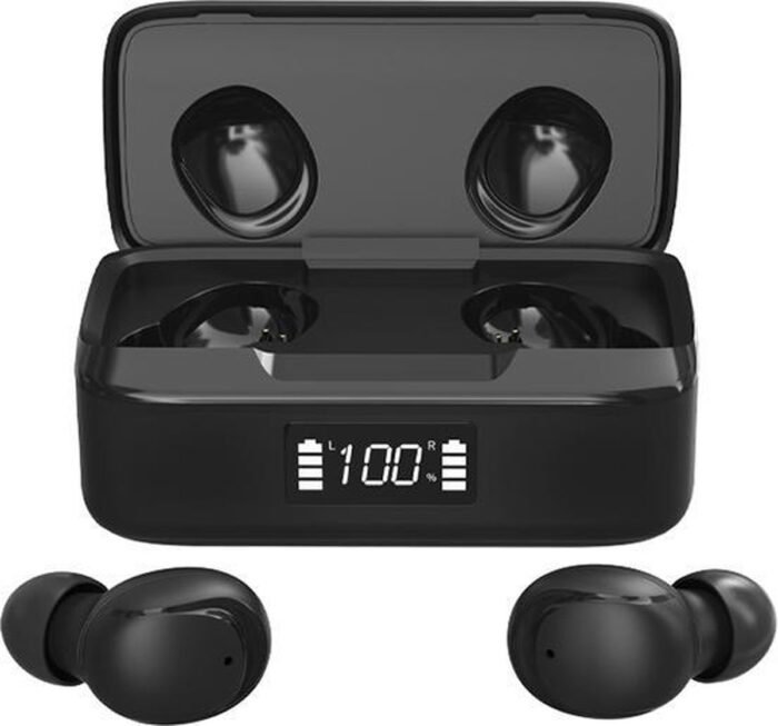 Volledig Draadloze Oordopjes 4/5 uur luistertijd met Microfoon en 500mAh Oplaadcase Geschikt voor elke Mobiele Telefoon met Bluetooth verbinding o.a. Apple/Samsung/Android/iPhone/iPad/Tablet/PC/Laptop Sporten & Hardlopen & Gaming Headset In Ear