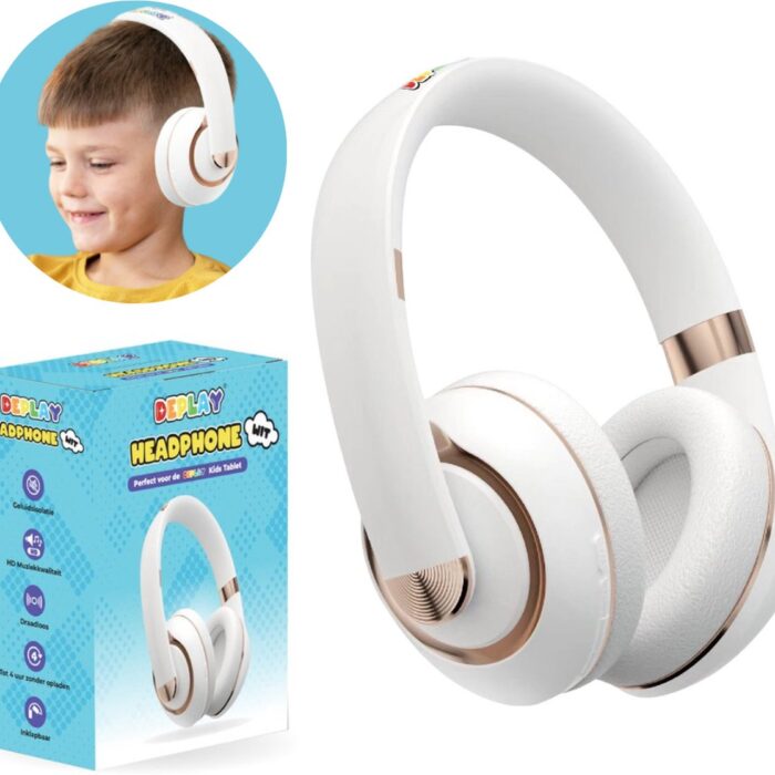 DEPLAY Headphones - Kinderkoptelefoon - Koptelefoon Kinderen - Over Ear - Draadloos - Volumebegrenzer - Noise Isolation - Wit