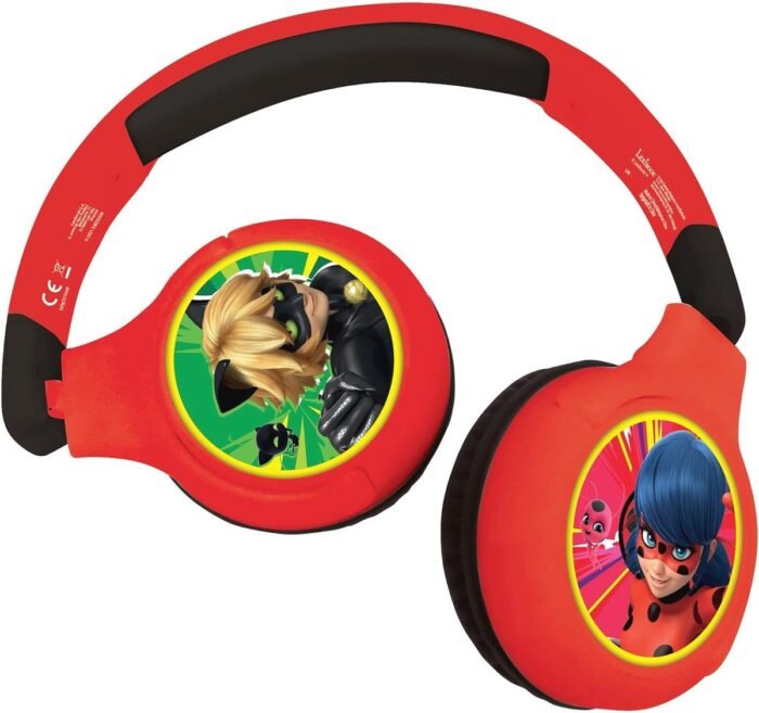 2-in-1 Bluetooth Koptelefoon voor Kinderen - Draadloos & Draad, Veilig Volume, Opvouwbaar & Verstelbaar in Rood
