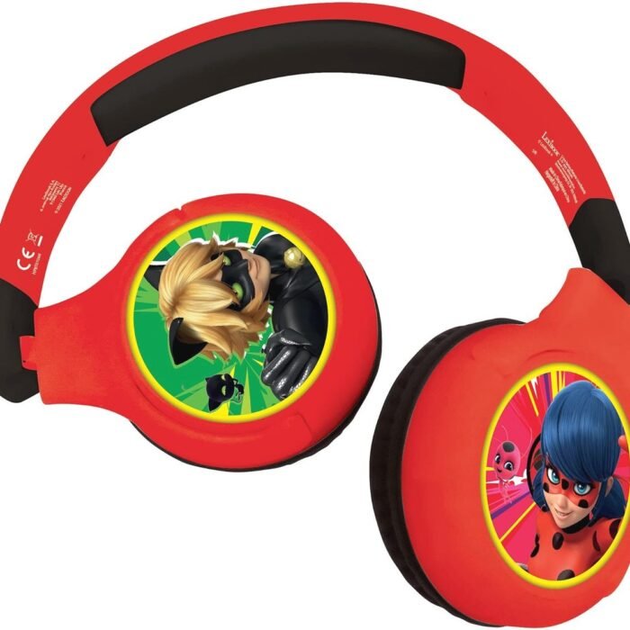 2-in-1 Bluetooth Koptelefoon voor Kinderen - Draadloos & Draad, Veilig Volume, Opvouwbaar & Verstelbaar in Rood