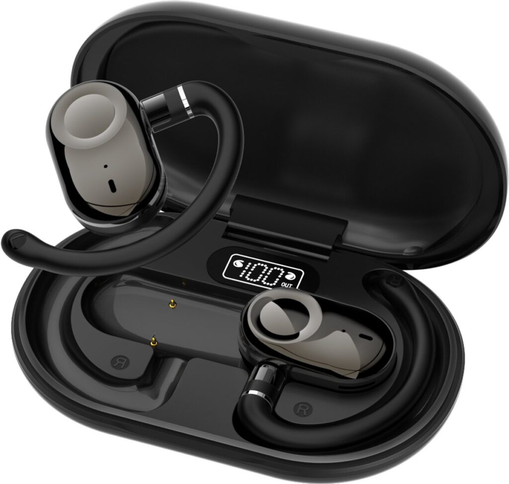 Oortjes Draadloos- Open-Ear - Bone Conduction headphone-Sport Volledig Draadloze on-ear Oortjes -Bluetooth Headset met Oplaadcase- Bluetooth 5.4- Touch Control-Comfortabel en Geweldige Geluidskwaliteit