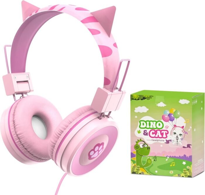 StayPowered Kinderhoofdtelefoon - Perfect voor Jonge Avonturiers - Schattig Design - Stereo Geluid - Ingebouwde Microfoon - Instelbaar en Opvouwbaar - Universele Compatibiliteit - Zacht Gevoerd - Roze - Levering Sneller dan Aangegeven!