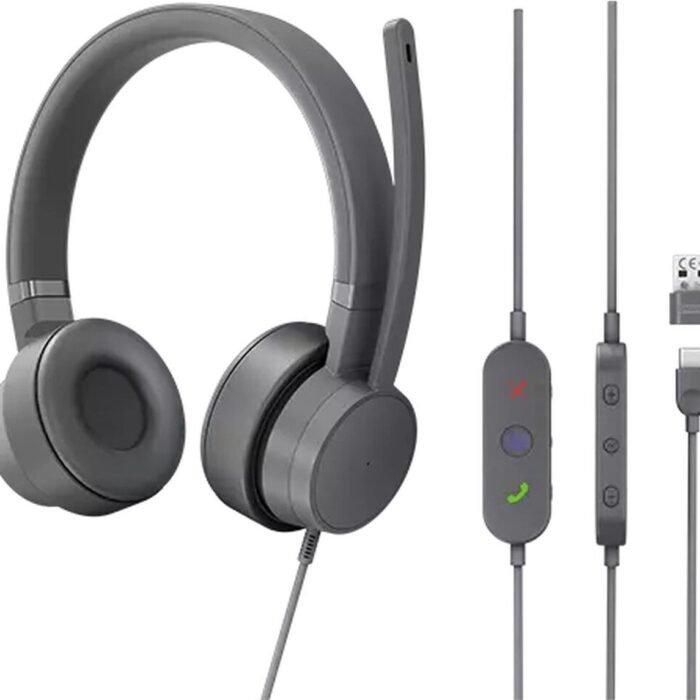 Lenovo GXD1C99243 hoofdtelefoon/headset - Bedraad - USB Type-C - Grijs