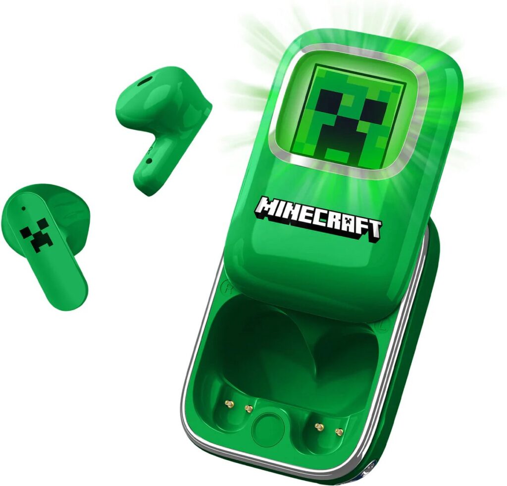 Minecraft - draadloze oordopjes - scherm met LED verlichting - met oplaadcase - touch control - lange batterijduur - TWS earpods bluetooth