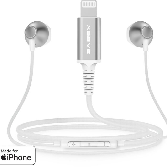 Oortjes met draad Lightning - Geschikt voor Apple iPhone 14 Pro Max en ouder - Gevlochten kabel - Ingebouwde afstandsbediening - Oordopjes met microfoon - Wit