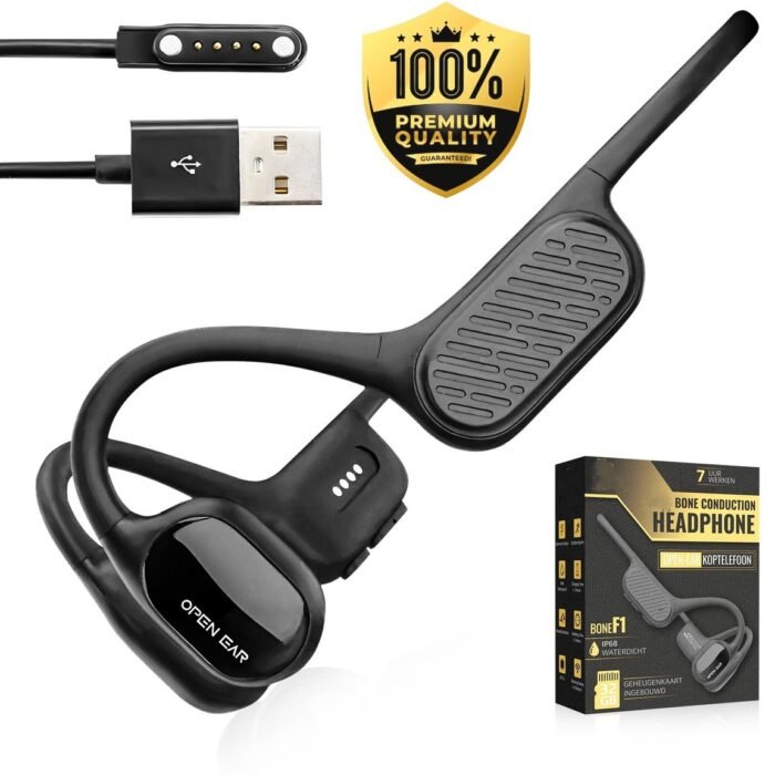 Bone Conduction Headphone – IP68 Waterdicht – 32GB Geheugen – Open-Ear - Sport Headset – Draadloze Oortjes – Bluetooth 5.3 – Geschikt voor elk Apparaat – Model 2025