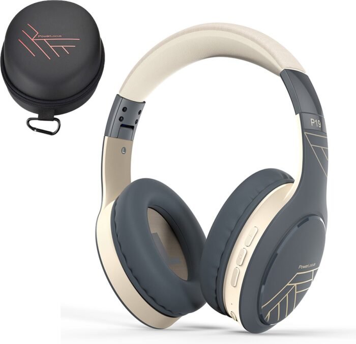 PowerLocus P19 Bluetooth Koptelefoon - Koptelefoon Draadloos - tot 70 Uur Speeltijd en met Aux Kabel - Over Ear Hoofdtelefoon - 3 EQ-Modi - Met Draagtas – Asfalt Grijs