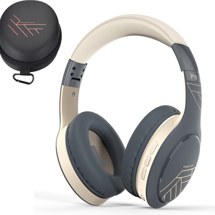 PowerLocus P19 Bluetooth Koptelefoon - Koptelefoon Draadloos - tot 70 Uur Speeltijd en met Aux Kabel - Over Ear Hoofdtelefoon - 3 EQ-Modi - Met Draagtas – Asfalt Grijs