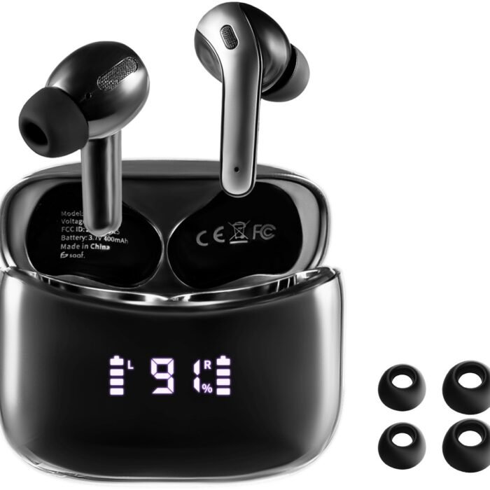 Draadloze oordopjes - BT 5.3 en Noise Cancelling - Bluetooth Oortjes - USB-C Oplaadcase - tot 20 uur Accu - Zwart - van Saaf