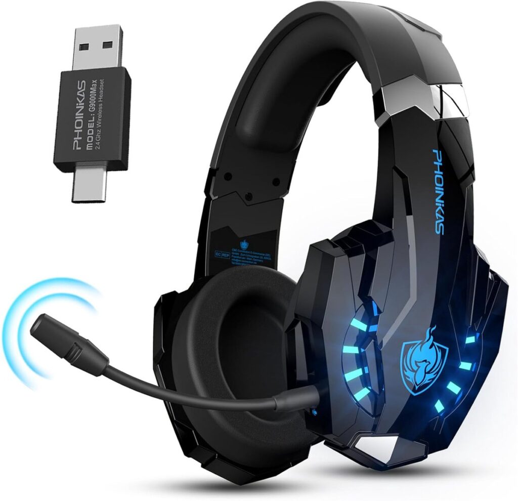 PHOINIKAS G9000 Max - 2.4GHz Draadloze Gaming Headset - met microfoon - Over-ear Koptelefoon - Nintendo Switch/PS4/PS5/PC - Zwart