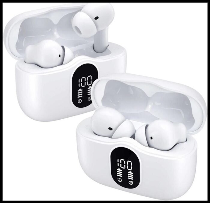 Duo Pack SBG Draadloze Oordopjes - Noise Cancelling - Headset - Bluetooth 5.3 - Earbuds oplaadcase - LED Display - Met Microfoon - Extra dopjes - Wit
