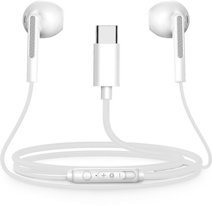Bedrade Oordopjes - USB C aansluiting - Oortjes met draad en microfoon - Wit